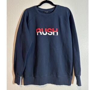 Ron Dorff Men's Size L RUSH Sweatshirt Pullover Navy Blue Graphic Athleisure